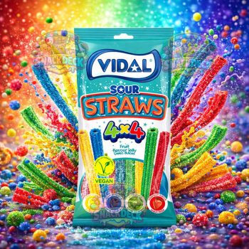 Vidal Sour Straws 4 íz x 4 szín gumicukor 90g